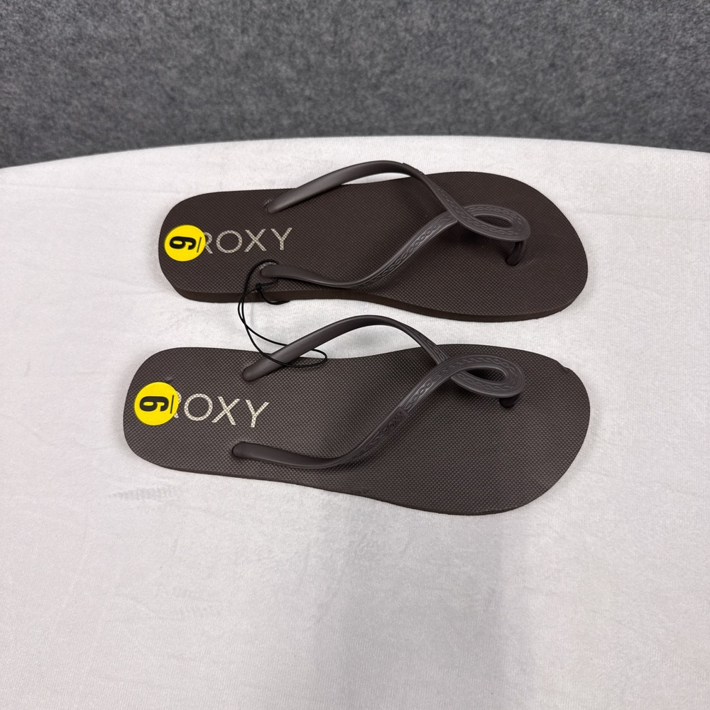 Roxy Women Flip Flops Sandals Size 9 Brown Rubber Thong Casual Beach Shoes
